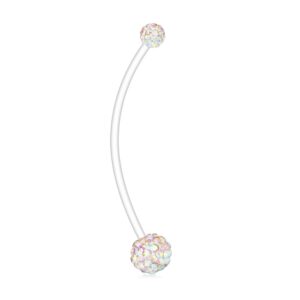 ruifan 1pc ab crystal ferido balls pregnancy sport maternity flexible bioplast belly navel button ring retainer 14g 1 1/2inch (38mm)