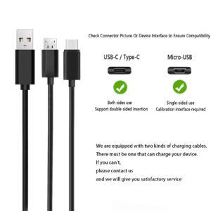 Charger Fit for Kindle Fire Tablet with 5Ft Type-C and Micro USB Cable for Charging Fire HD 6 7 8 10/Fire Max 11/Fire Plus/Kids/Kids Pro/HD HDX/Kindle/Paperwhite/Oasis E-Reader and Samsung Phone