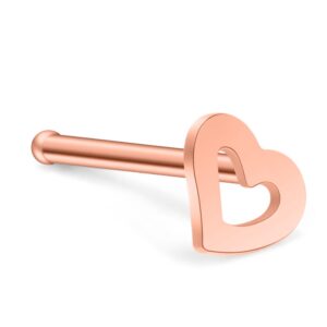 Ruifan 20G 18G Surgical Steel Heart Nose Stud Rings Bone Pin Piercing Jewelry 3-6PCS