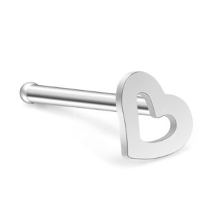 Ruifan 20G 18G Surgical Steel Heart Nose Stud Rings Bone Pin Piercing Jewelry 3-6PCS