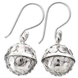 Handmade Harmony Ball Chime 925 Sterling Silver Earrings, 1/2"