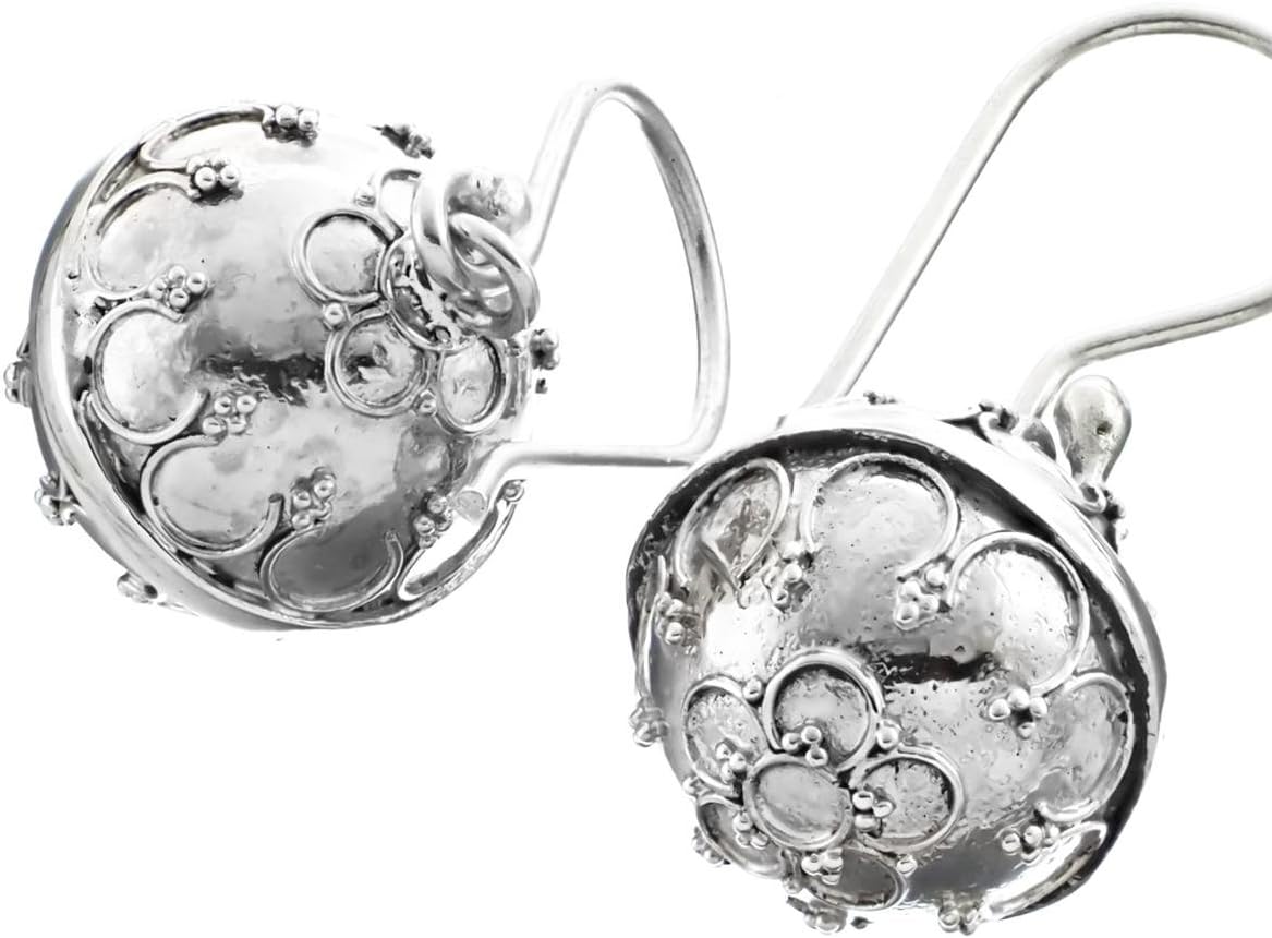 Handmade Harmony Ball Chime 925 Sterling Silver Earrings, 1/2"