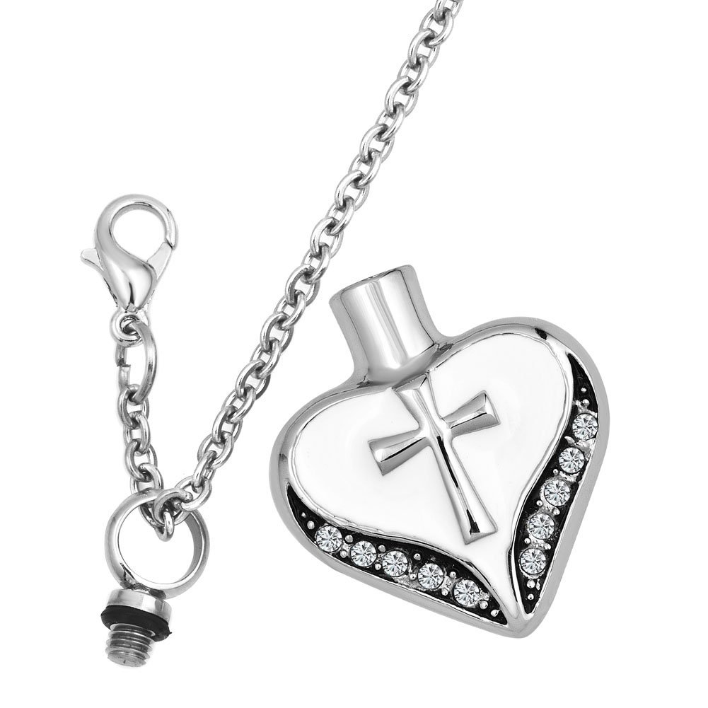 SexyMandala Urn Necklace for Ashes Love Heart Reglious Cross Cremation Jewelry Waterproof Pendant Keepsake Memorial Stainless Steel