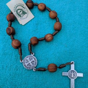 One Decade Rosary St Saint Benedict Olive Wood Rosary Pocket Clasp Rosary from Medjugorje