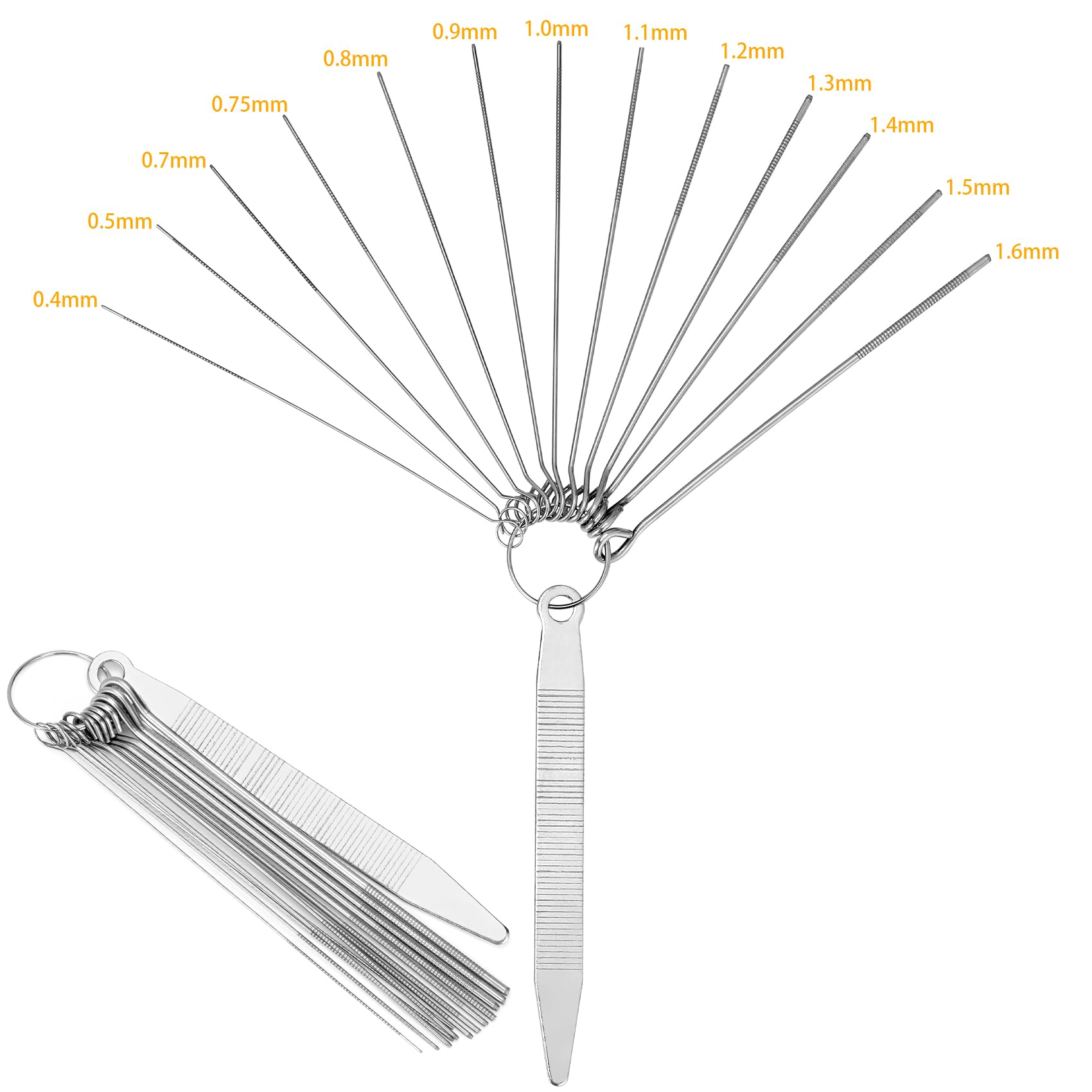 Blisstime 2 Sets (4pcs) 6 String Acoustic Guitar Bone Bridge Saddle and Nut, Made of Real Bone with 9 Pcs Sand Paper, Stainless Steel Needle Files of 13 Sizes