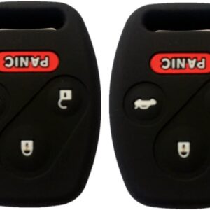 Ezzy Auto A Pair Black Silicone Rubber Keyless Entry Remote Key Fob Case Skin Covers Protector for Honda 3+1 Buttons