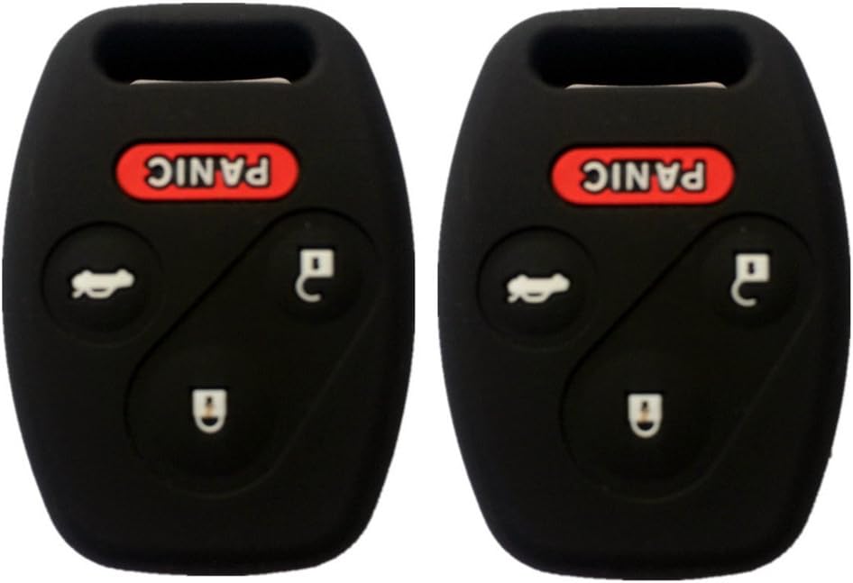 Ezzy Auto A Pair Black Silicone Rubber Keyless Entry Remote Key Fob Case Skin Covers Protector for Honda 3+1 Buttons