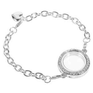 luoem floating locket bracelet crystal living memory locket bracelet jewelry for floating charms gift (white k)