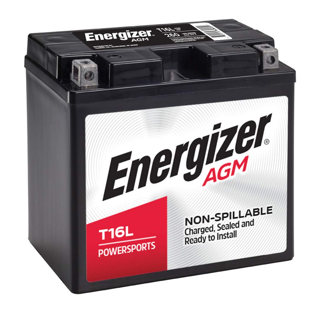 Energizer - ET16L T16L AGM Motorcycle and ATV 12V Battery, 260 Cold Cranking Amps and 19 Ahr. Replaces: CTX19L-BS, T16L and others