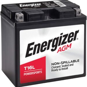 Energizer - ET16L T16L AGM Motorcycle and ATV 12V Battery, 260 Cold Cranking Amps and 19 Ahr. Replaces: CTX19L-BS, T16L and others