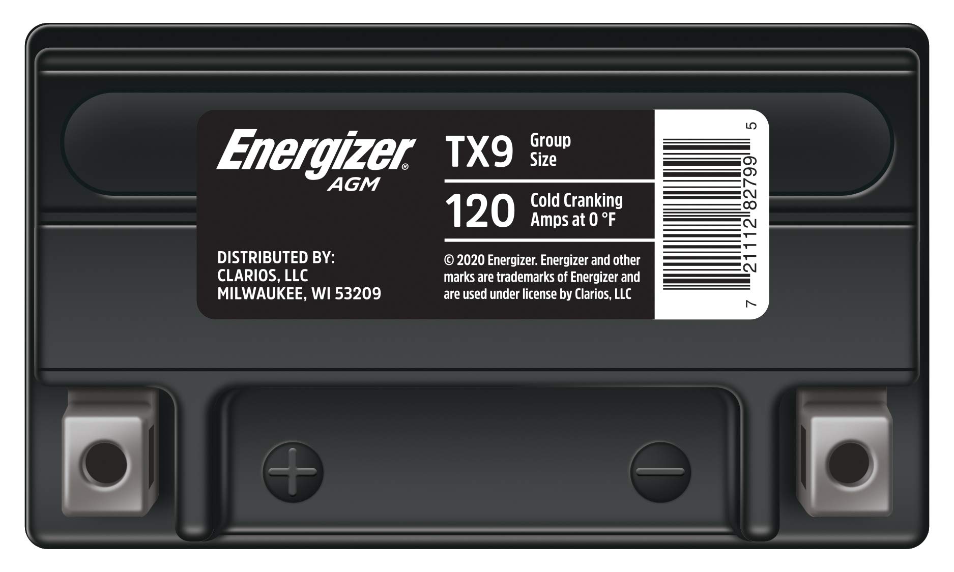 Energizer TX9 AGM Motorcycle and ATV 12V Battery, 120 Cold Cranking Amps and 8 Ahr, Replaces: YTX9-BS and others, Black