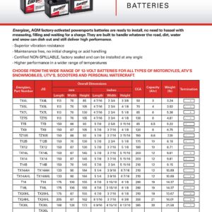 Energizer TX9 AGM Motorcycle and ATV 12V Battery, 120 Cold Cranking Amps and 8 Ahr, Replaces: YTX9-BS and others, Black