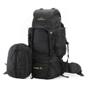 TriPole Colonel 80 Litres Internal Frame Trekking and Hiking Rucksack + Detachable Day Pack, Rain Cover, Black