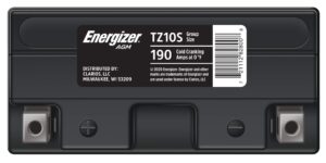 energizer tz10s agm motorcycle and atv 12v battery, 190 cold cranking amps and 8.6 ahr. replaces: ytz10s and others