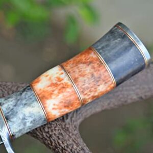 UK UNIQUE SHARP KNIVES BK-3002 Handmade Damascus Steel 12.50 Inches Hunting Knife - Exotic Coloured Bone Handle