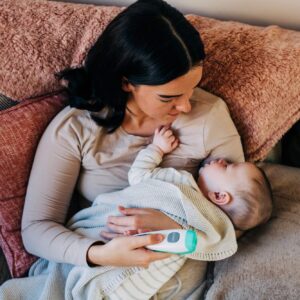 Tommee Tippee Digital No Touch Forehead Thermometer for Baby | Fast 2 Second Results | Fever Indicator | Memory Function