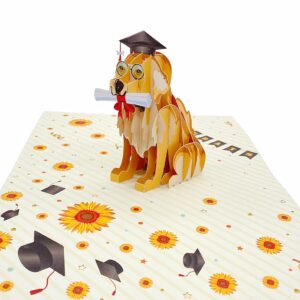 Liif 2024 Graduation Dog 3D Pop Up Graduation Card, Class of 2024, for College, High School, Son, Daughter, PHD, Master