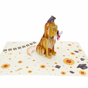 Liif 2024 Graduation Dog 3D Pop Up Graduation Card, Class of 2024, for College, High School, Son, Daughter, PHD, Master