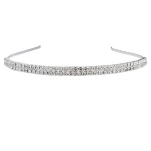 Wiwiw 2 Row Crystal Rhinestone Headband Thin Hair Band Bridal Prom Party headband Hair Accessories for Women Girls (2 Row)