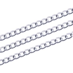 32.8ft 4.5mm Width Never Fade Aluminum Curb Chain Link Twisted Chains Metal Cable Chain Link Silver Jewelry Making Chain for DIY Making Bracelet Necklace