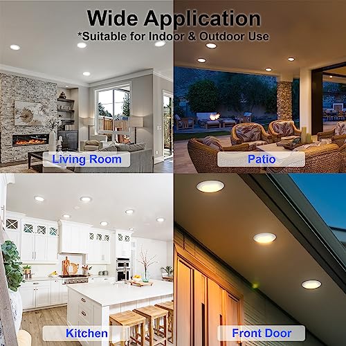 Vivio Lighting 4 Pack 5/6” Inch LED Disk Lights Dimmable Surface Flush Mount Ceiling Light for Kitchen, Living Room, Bedroom, Office 15W 3000K 1080LM White Low Profile Ceiling Light Fixture