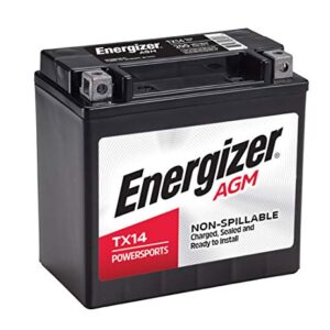 Energizer TX14 AGM Motorcycle and Atv 12V Battery, 200 Cold Cranking Amps and 12 Ahr. Replaces: YTX14-BS and others