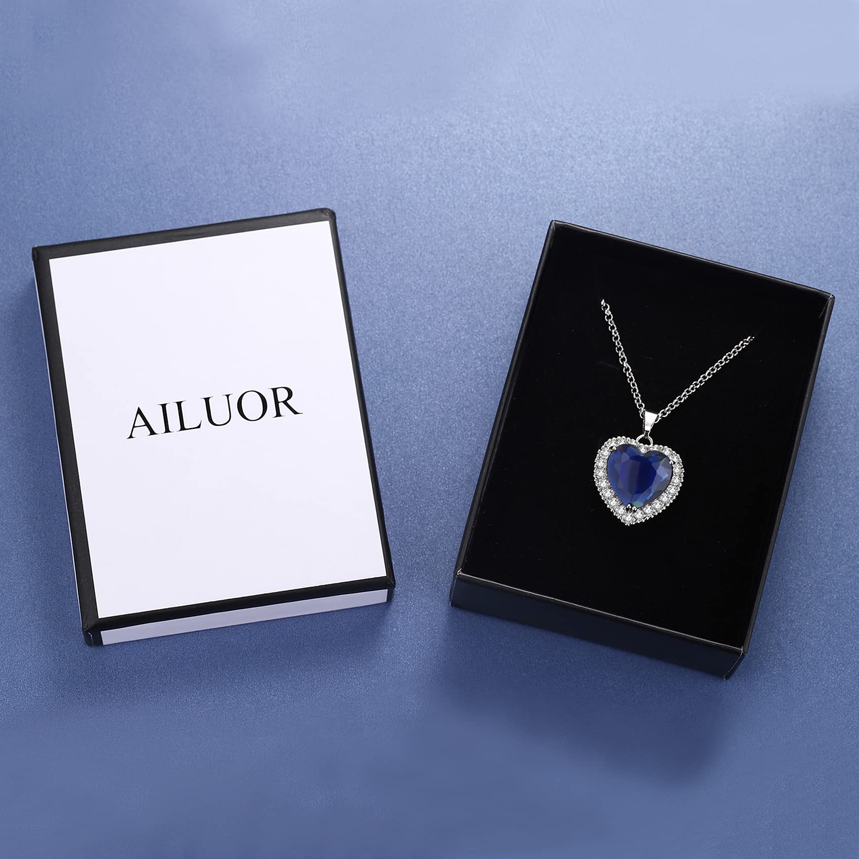 AILUOR Titanic Heart of the Ocean Necklace, Silver Necklace Pendants Jewelry Mother's Day Gift