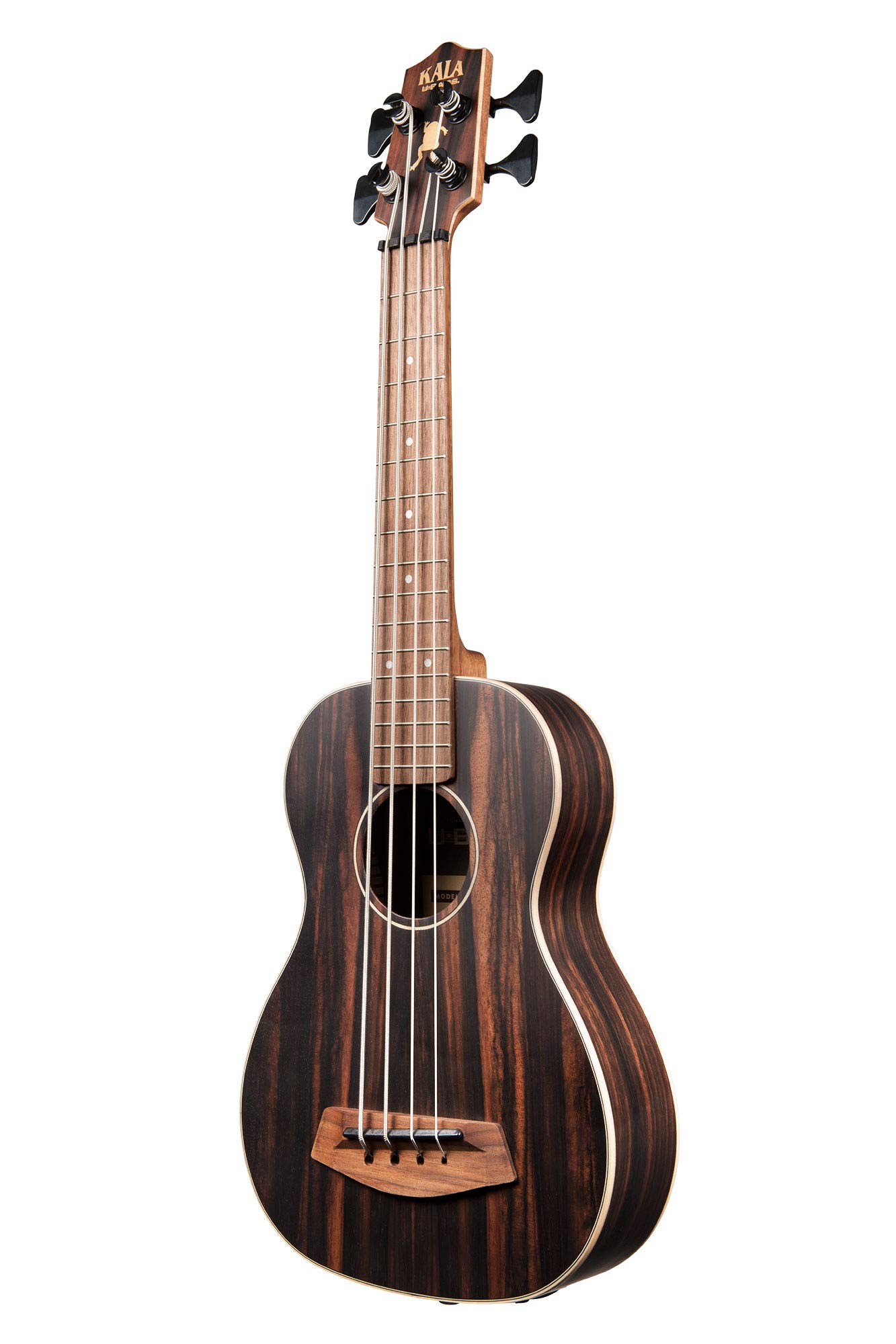 Kala UBASS-EBY-FSRW Striped Ebony Acoustic-Electric Ukulele Bass with Round Wounds