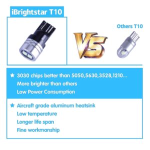 iBrightstar Extremely Bright 3030 Chipsets 168 175 194 2825 W5W T10 Wedge LED Bulbs for License Plate Interior Map Dome Trunk Lights, Ice Blue