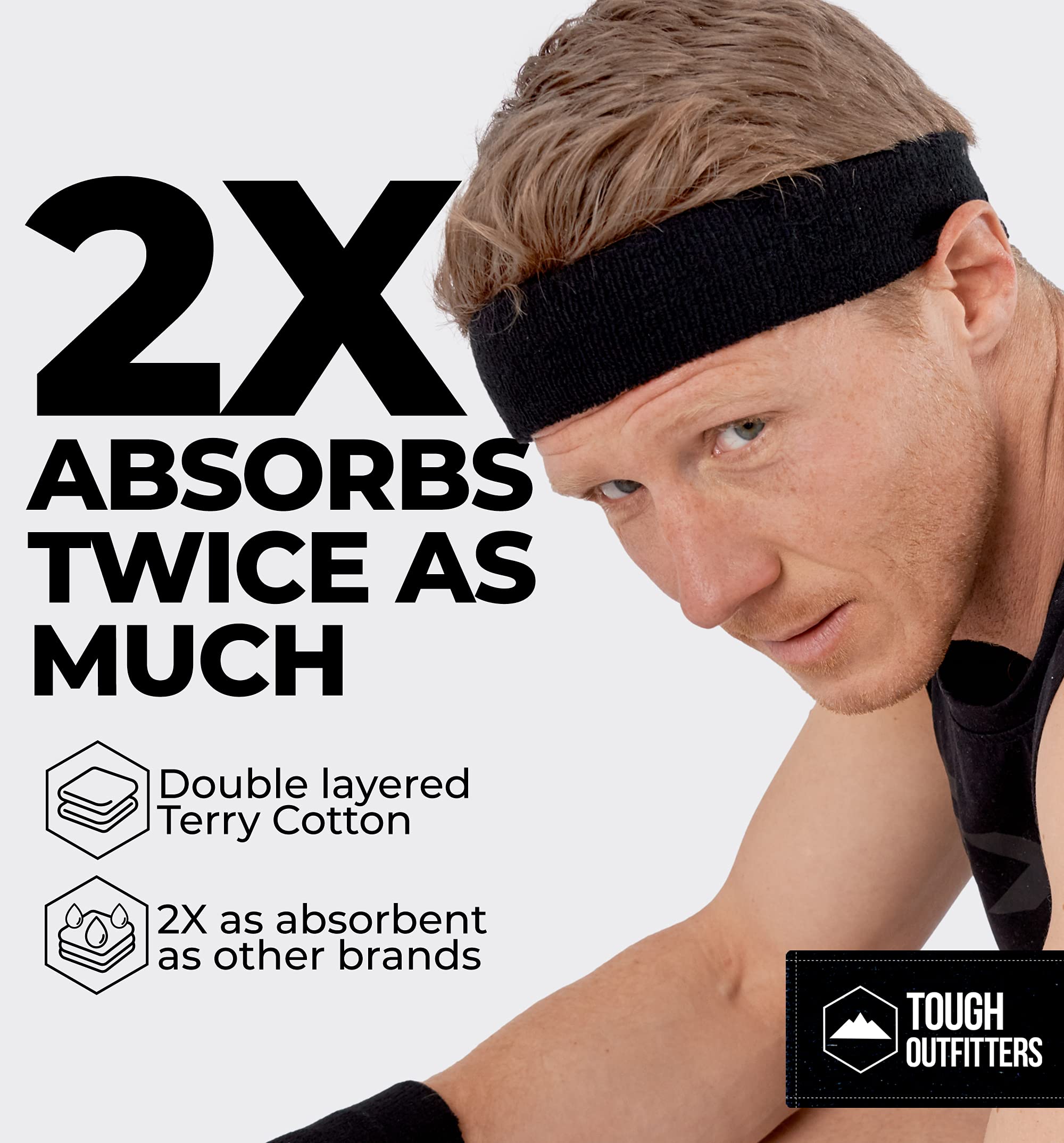 Running Headbands for Men and Women - Athletic Sweatband - Terry Cloth Bands for Basketball, Tennis, Football, Gym, Running, Cosplay & Costumes