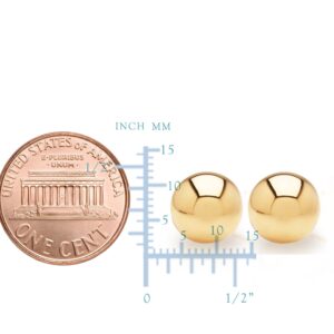 10K Yellow Gold Ball Stud Earrings, 10mm