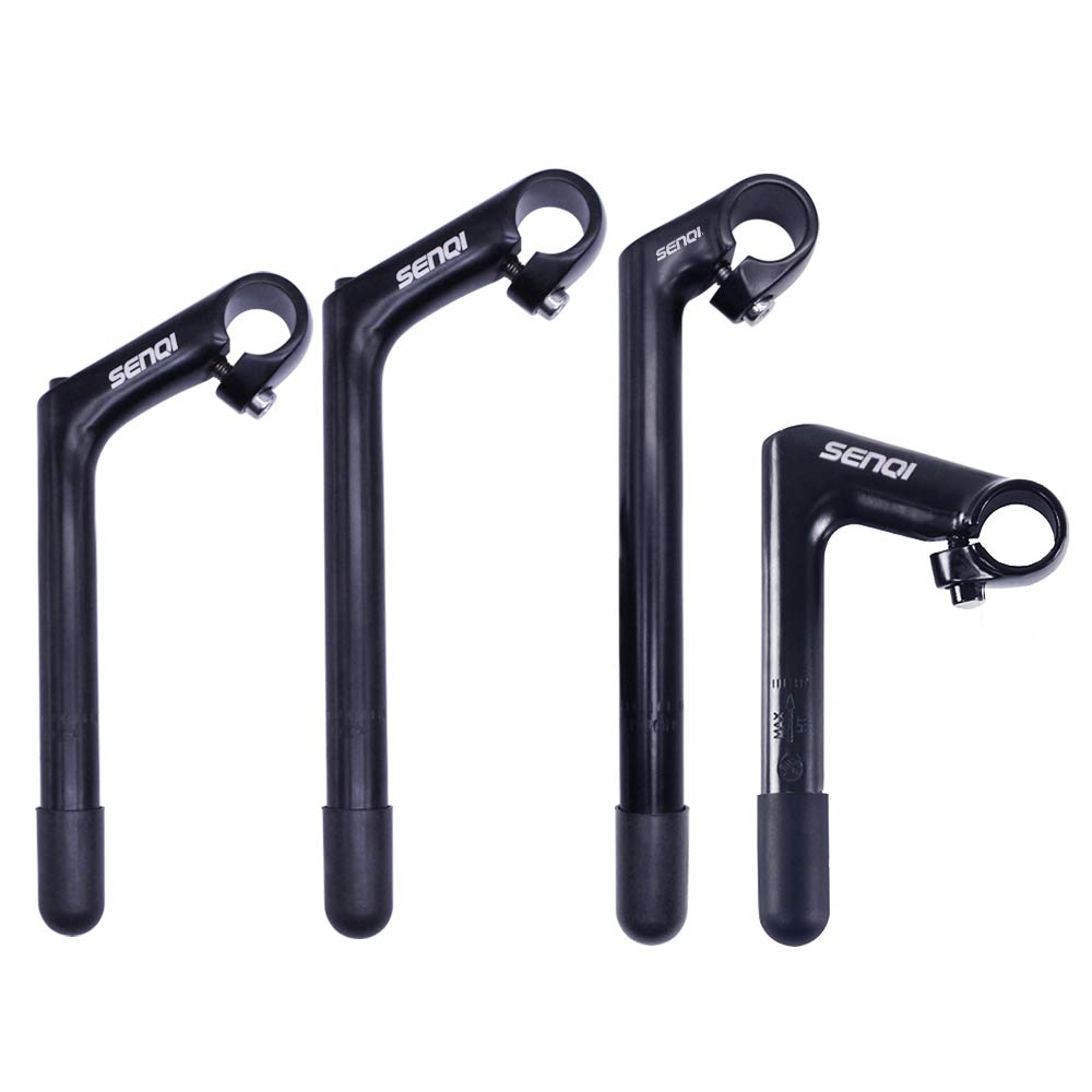 SENQI 22.2×25.4mm Electroplating Gooseneck Stem Aluminum Alloy Stems with Teeth BSB040(80×180×200,Black)