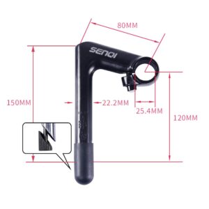 SENQI 22.2×25.4mm Electroplating Gooseneck Stem Aluminum Alloy Stems with Teeth BSB040(80×180×200,Black)