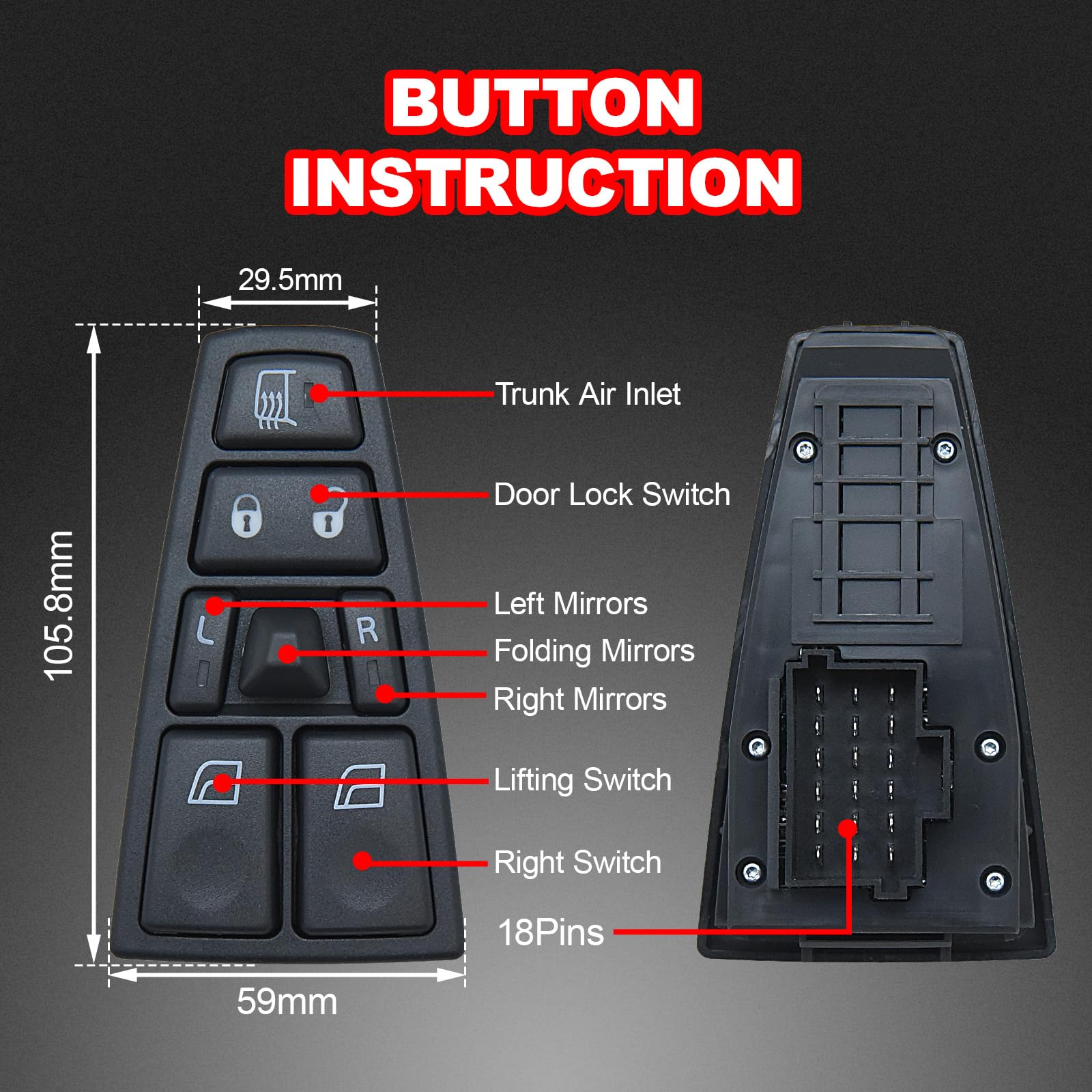 Geloo 20752918 21543897 Window Switch Replaces for Volvo Truck FH12 FM12 FM9 FH FM VNL Power Master Control Switch 20953592 20455317 20452017 21354601 21277587 20568857