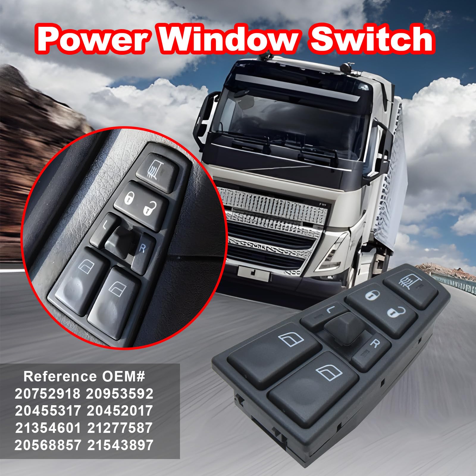 Geloo 20752918 21543897 Window Switch Replaces for Volvo Truck FH12 FM12 FM9 FH FM VNL Power Master Control Switch 20953592 20455317 20452017 21354601 21277587 20568857