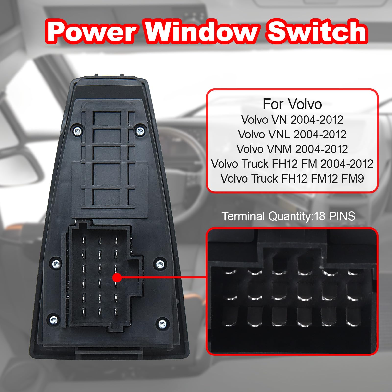 Geloo 20752918 21543897 Window Switch Replaces for Volvo Truck FH12 FM12 FM9 FH FM VNL Power Master Control Switch 20953592 20455317 20452017 21354601 21277587 20568857