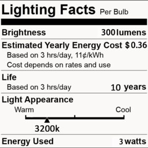 KONPWAY 12V Low Voltage LED Light Bulbs - Warm White 3W(Only for 12-36V), Pack of 6