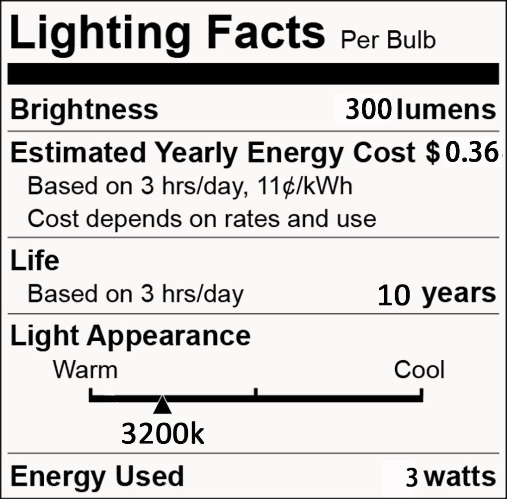 KONPWAY 12V Low Voltage LED Light Bulbs - Warm White 3W(Only for 12-36V), Pack of 6