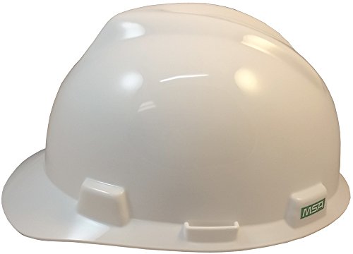 MSA V Cap Style Hard Hats with Lightweight Staz-On Suspension with Tote Bag - White