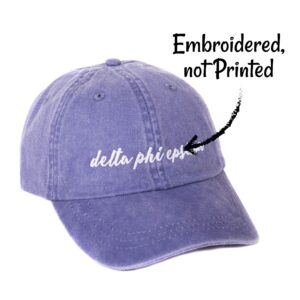 Desert Cactus Delta Phi Epsilon Baseball Hat (N) Sorority Cap Cursive Name Font (Purple - N)