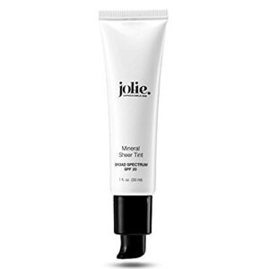 Jolie Mineral Sheer Tint SPF 20 Oil Free - Face Tinted Moisturizer - Hydration - Coverage - Sunscreen- Mineral Formula - Vegan (Sun Glow)