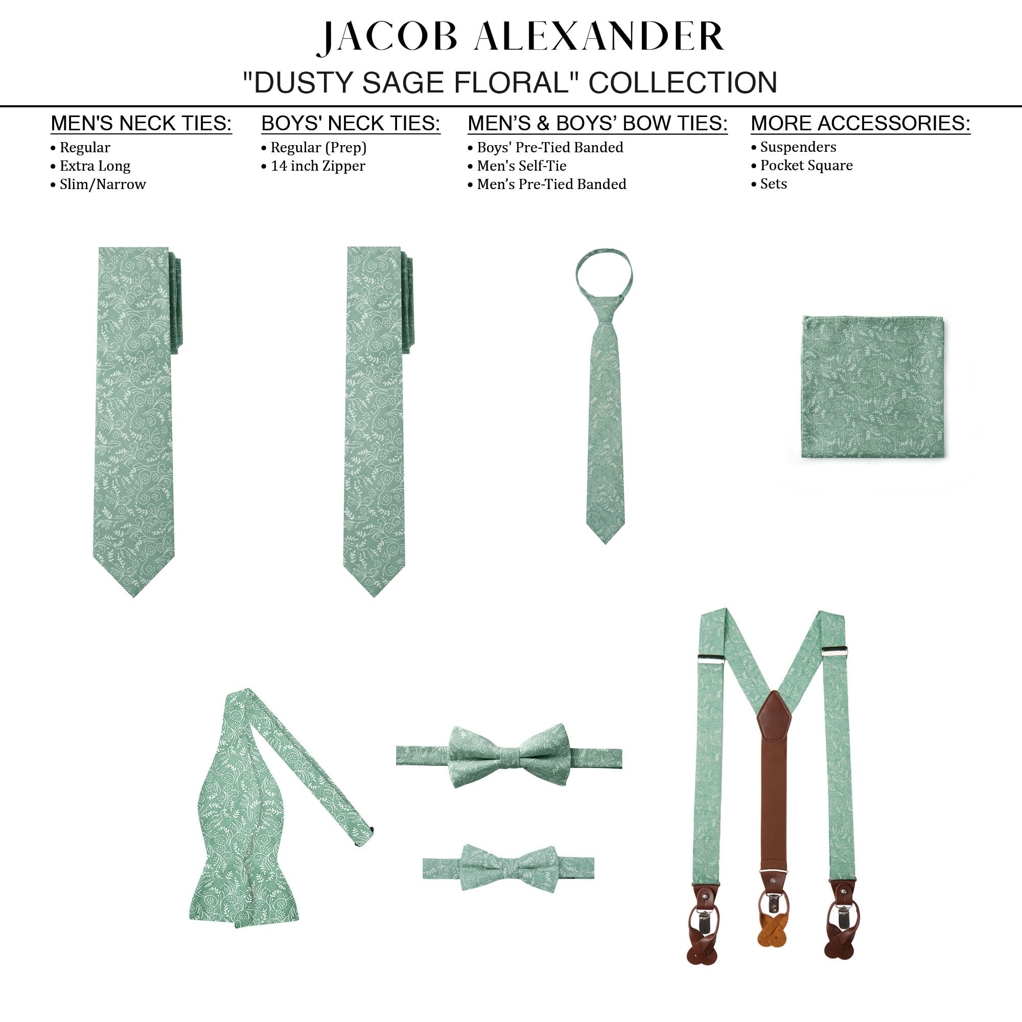 Jacob Alexander Men's Pre-tied Banded Adjustable Floral Bow Tie