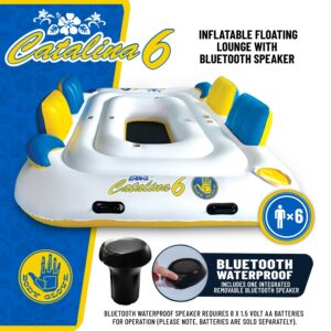 Body Glove Catalina Island - Six-Person Inflatable Floating Lounge with Bluetooth Speaker, 2 Coolers & 6 Drink Holders, Mesh Cooling Zone, Anchor System, Leisure Lake Relaxation