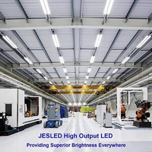 JESLED T8/T10/T12 8FT LED Tube Light, Single Pin FA8 Base, 50W 6000LM 5000K Daylight White, 270 Degree V Shaped LED Fluorescent Bulb (130W Equiv.), ETL Listed, Clear Cover, Dual-Ended Power (12-Pack)