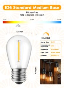 brightown shatterproof led s14 replacement light bulbs, e26 e27 medium screw base edison bulbs equivalent to 11 w, fits for commercial outdoor patio garden vintage lights, 15 pack, warm white