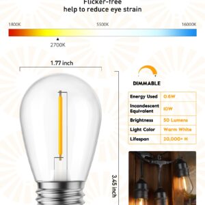 Brightown Shatterproof LED S14 Replacement Light Bulbs, E26 E27 Medium Screw Base Edison Bulbs Equivalent to 11 W, Fits for Commercial Outdoor Patio Garden Vintage Lights, 15 Pack, Warm White