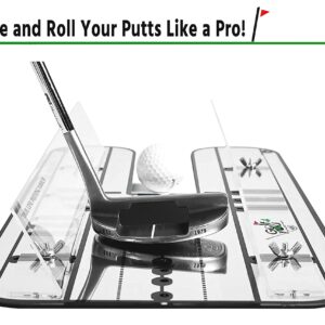 Premium Golf Alignment Mirror - All in One Value Pack Golf Putting Practice Aids ​to Improve All Aspects of Your Short Game