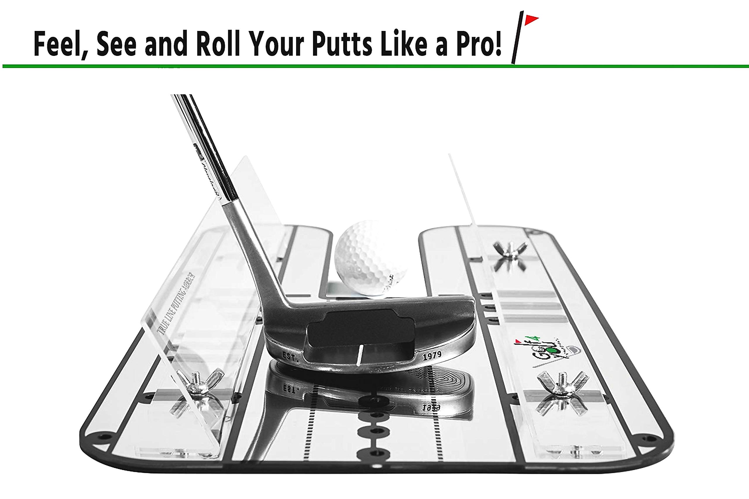 Premium Golf Alignment Mirror - All in One Value Pack Golf Putting Practice Aids ​to Improve All Aspects of Your Short Game