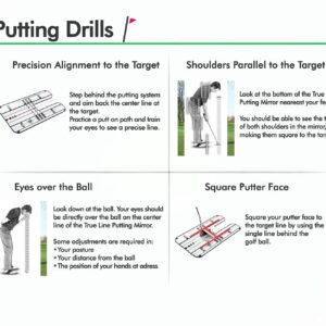 Premium Golf Alignment Mirror - All in One Value Pack Golf Putting Practice Aids ​to Improve All Aspects of Your Short Game