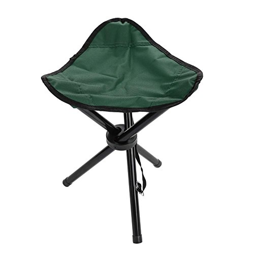 Folding Tripod Chair, Portable Lightweight Folding Tripod Fishing Camping Stool for Outdoor Camping Walking Hunting Hiking Fishing Travel(Green-L) Folding Tripod Stool Folding